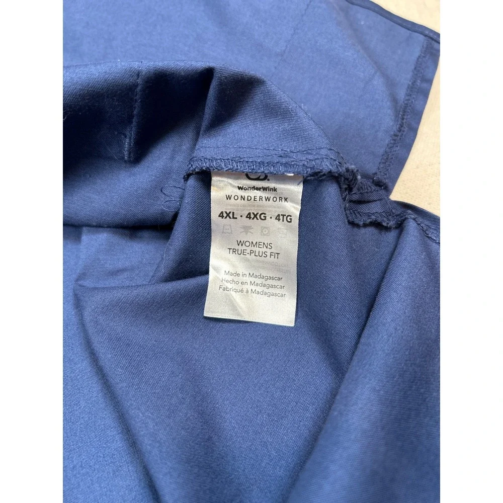 WonderWink WonderWork Womens 4XL Navy Blue V-Neck Scrub Top Style 101 Plus Size - Picture 6 of 8